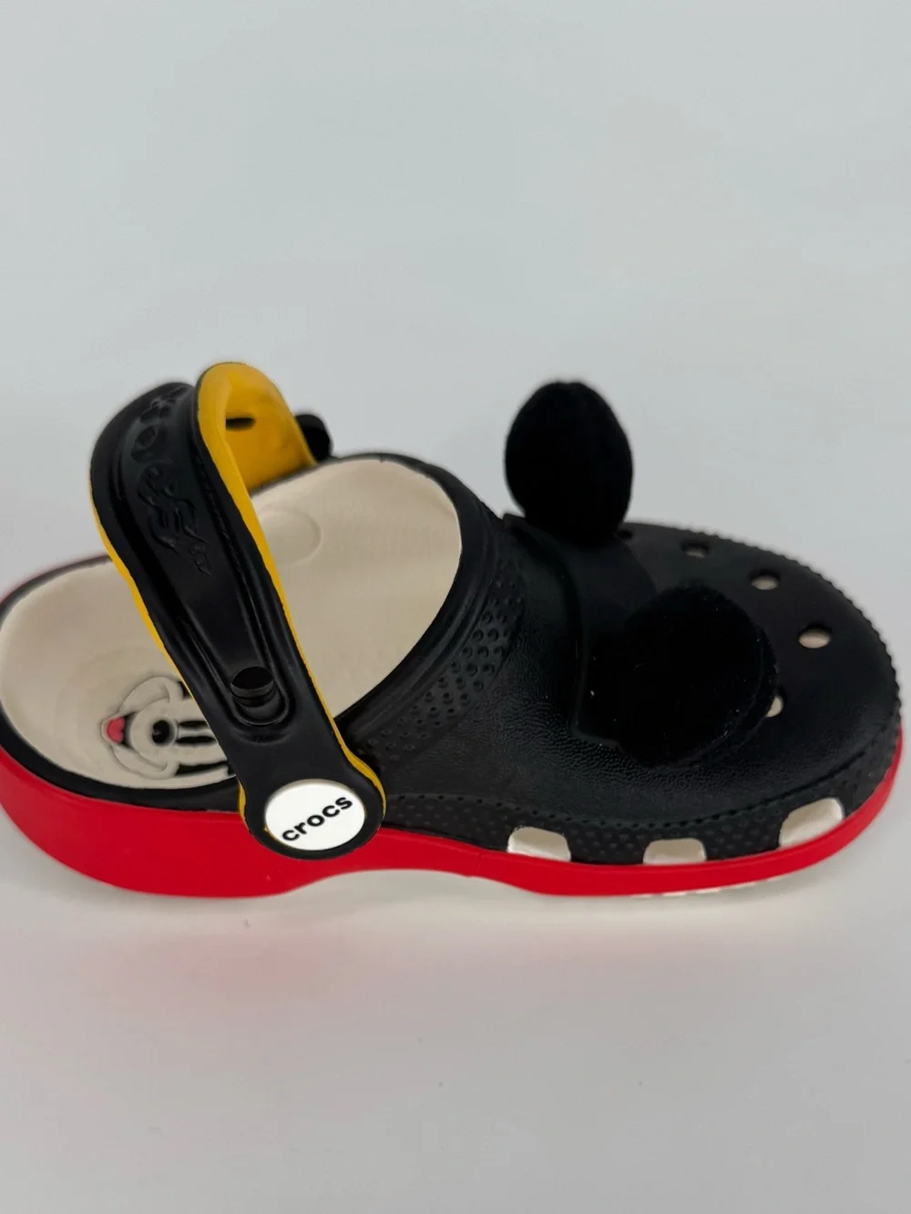CROCS Kids Black with Yellow & Red Mickey Ear Clogs Unisex Size 7